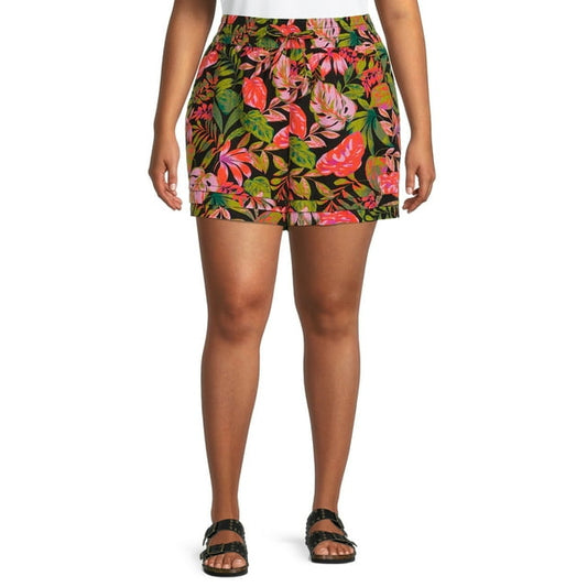 Terra & Sky Womens Plus Size Pleated Pull-On Shorts