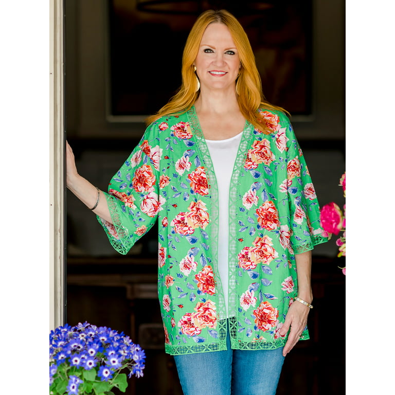The Pioneer Woman 3/4 Sleeve Duster Top with Crochet Trim