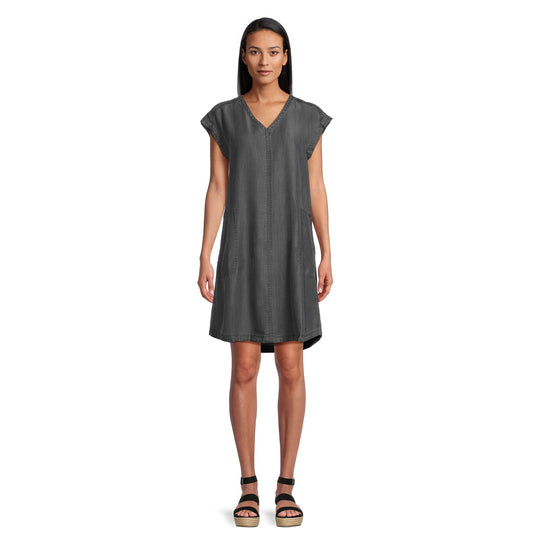 Time and Tru Womens Dolman Sleeve V-Neck Shirt Dress