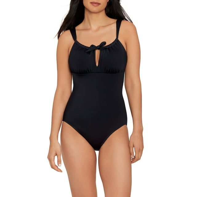 Time and Tru Womens Plus Keyhole Front One Piece Swimsuit