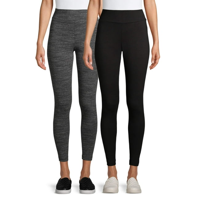 Time and Tru Womens Knit Leggings, 2-Pack,