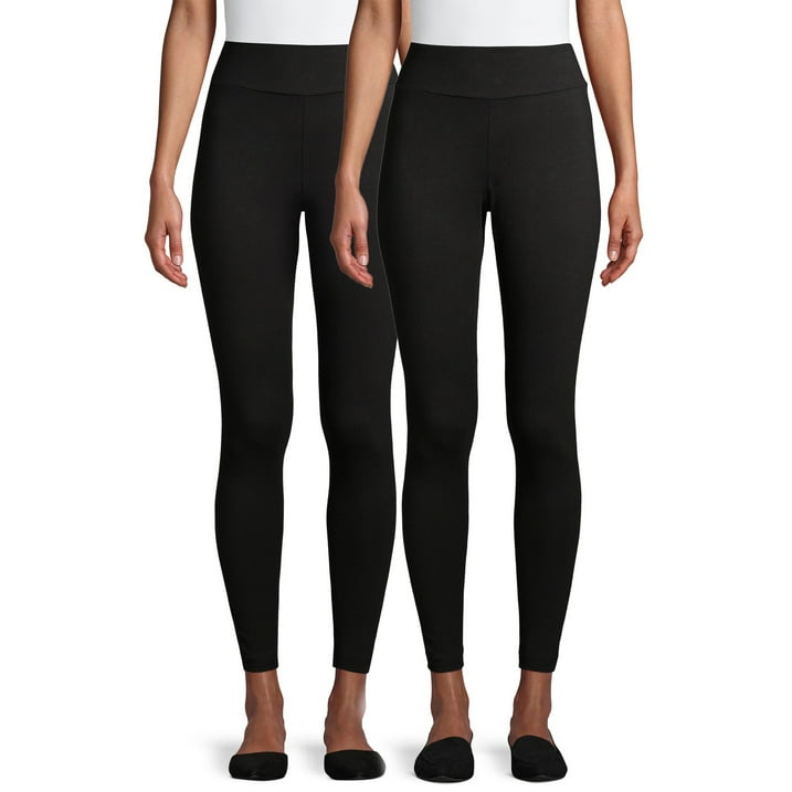 Time and Tru Womens Knit Leggings, 2-Pack,