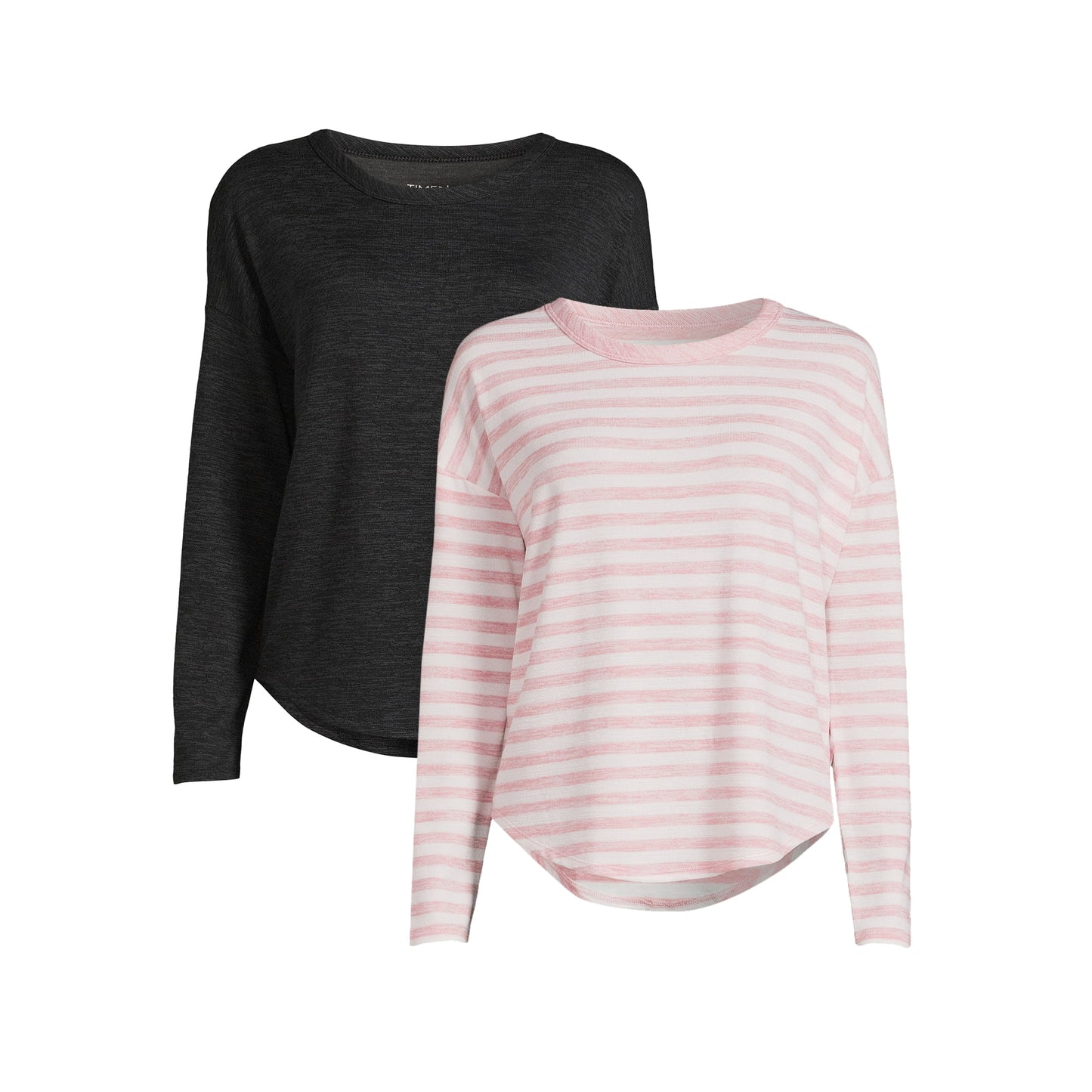 Time and Tru Womens Long Sleeve Hacci Top (2 Pack)