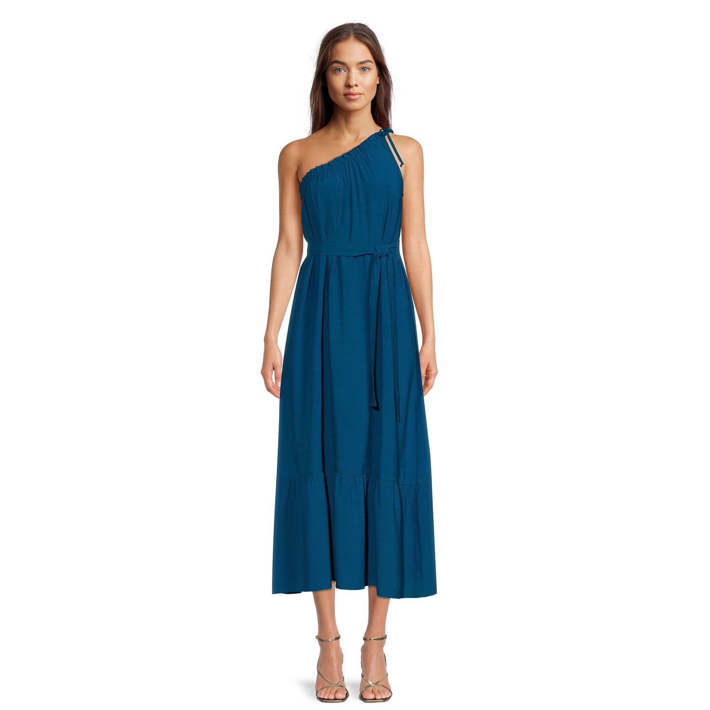 Time and Tru Womens One Shoulder Maxi Dress