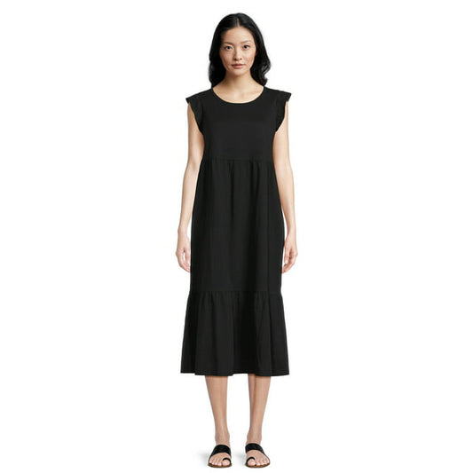 Time and Tru Womens Ruffle Knit Midi Dress,