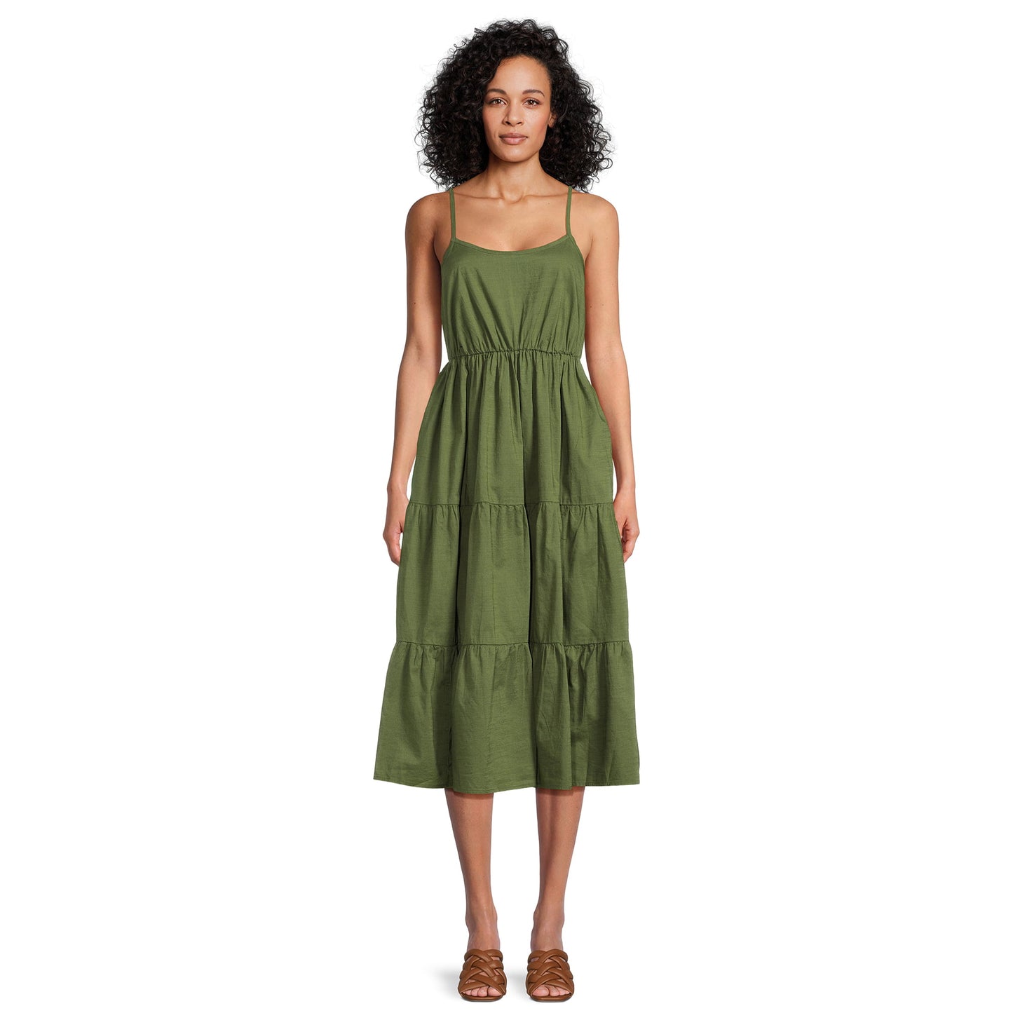 Time & Tru Womens Spaghetti Tiered Dress