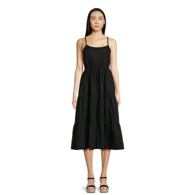 Time & Tru Womens Spaghetti Tiered Dress