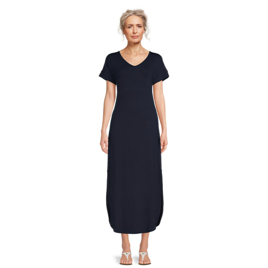 Time and Tru Womens Maxi Dress with Short Sleeves,