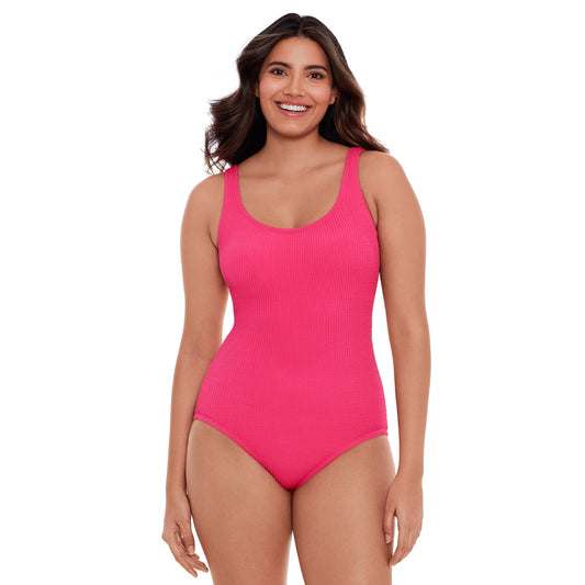 Time and Tru Womens and Womens Plus Size Solid Crinkle One Piece Swimsuit