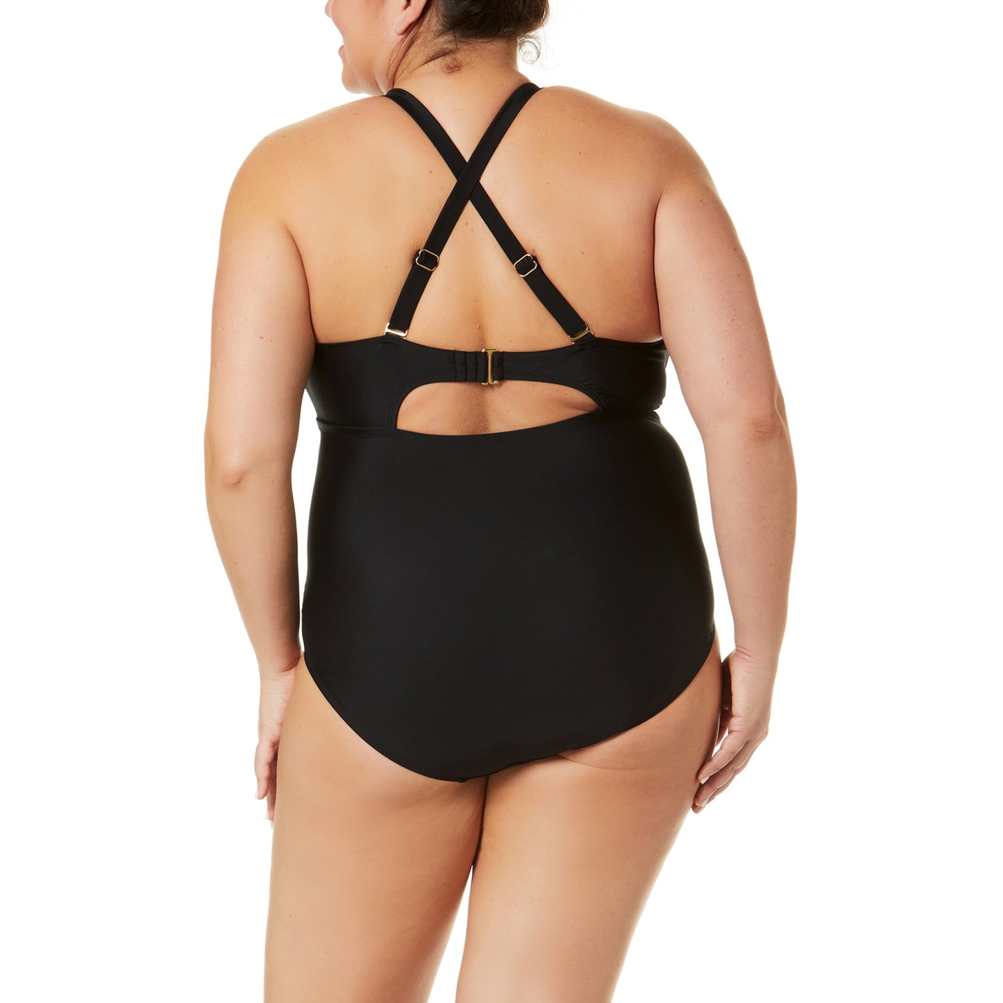 Terra and Sky Womens Plus Solid Crossback One Piece