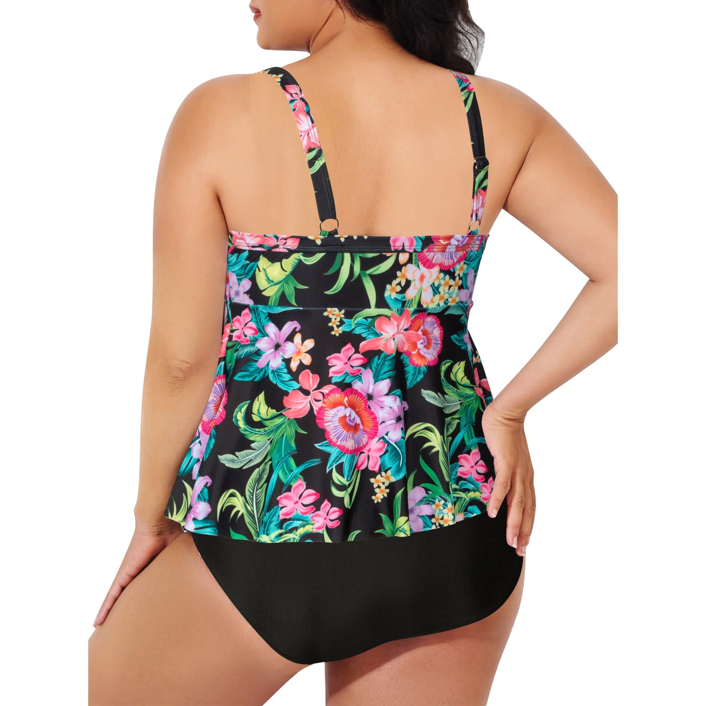 Chama Plus Size Swimwear 2-Piece Swimsuit Set for Women Florence Ruffle Tankini Bathing Suits