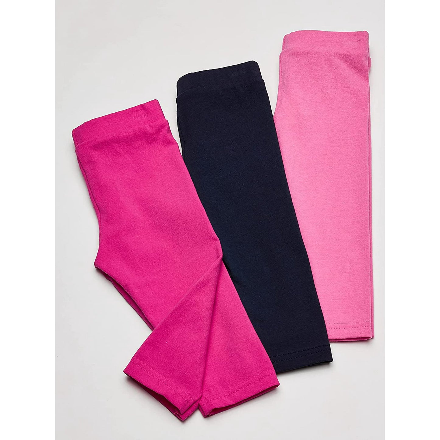 Luvable Friends Baby and Toddler Girl Cotton Leggings 3pk, Dark Pink Navy,