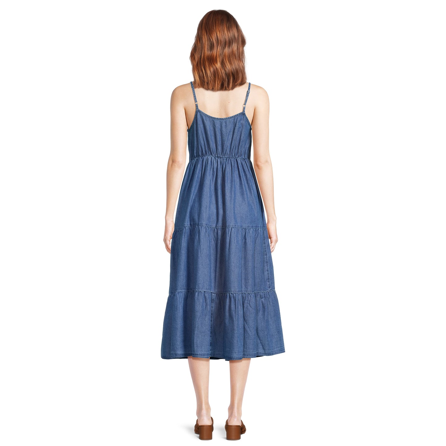 Time & Tru Womens Spaghetti Tiered Dress