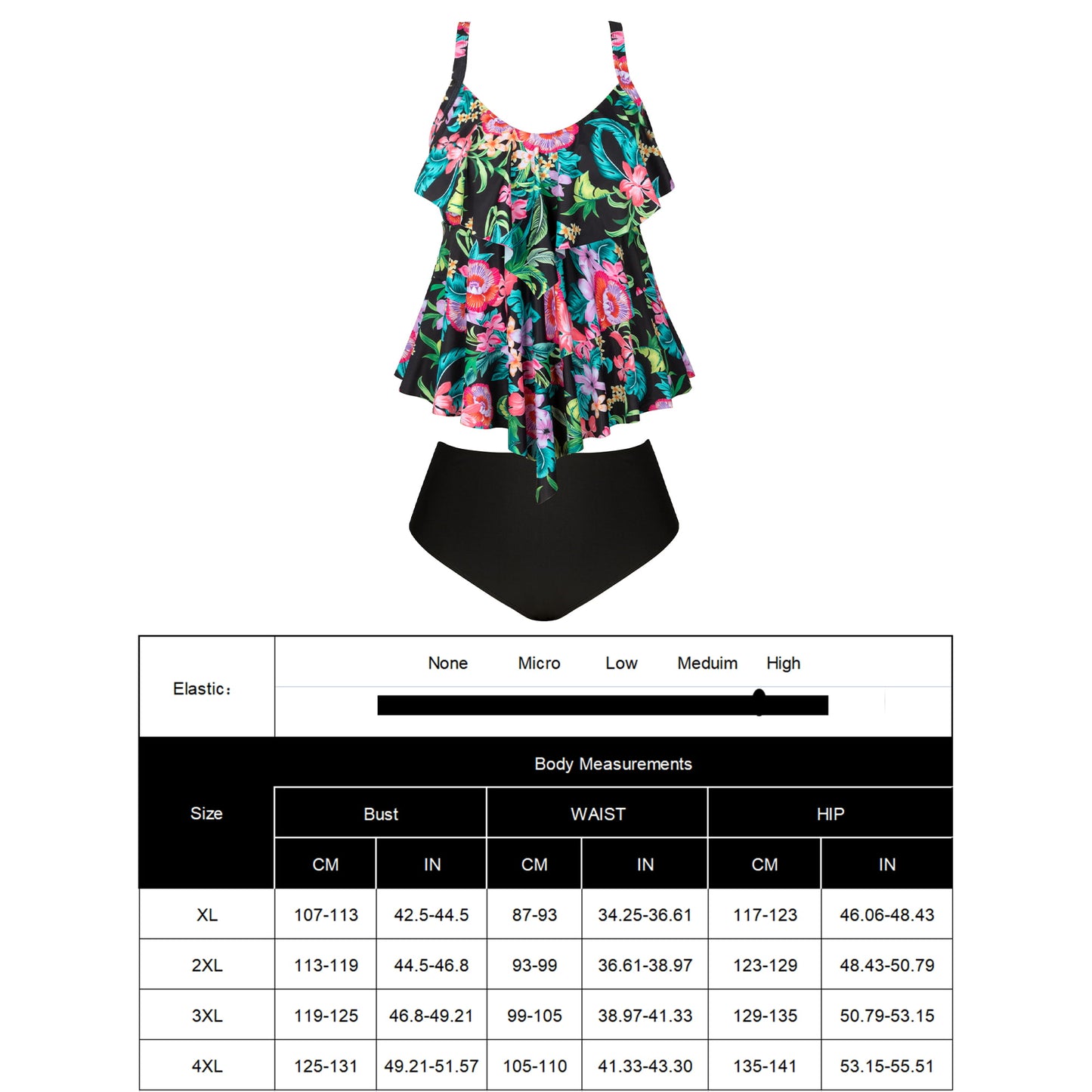 Chama Plus Size Swimwear 2-Piece Swimsuit Set for Women Florence Ruffle Tankini Bathing Suits