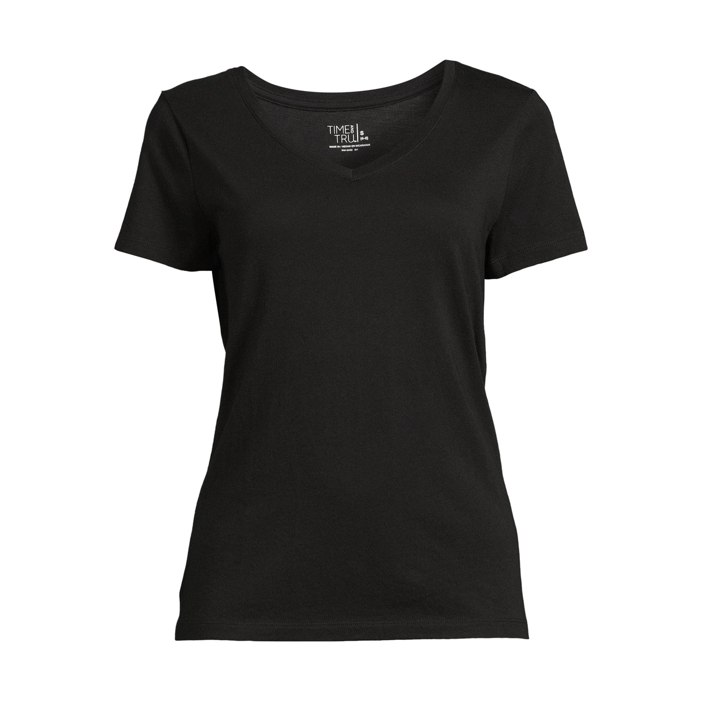 Time and Tru Women's V-Neck T-Shirt with Short Sleeves