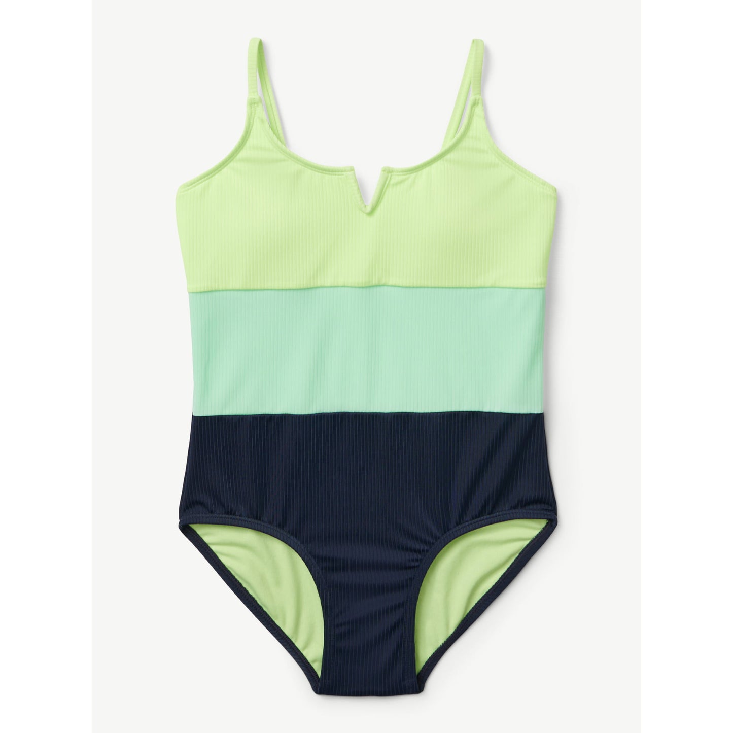 Justice Girls Ribbed Color blocked One-Piece Swimsuit