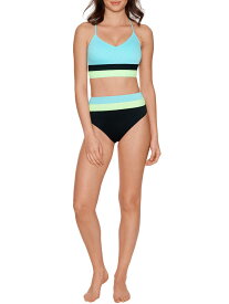 No Boundaries Junior's Block It Out Rib Lace Back Midkini Top and Bottom Swimsuits Set