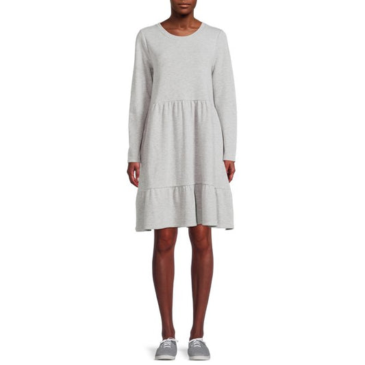 Time and Tru Womens Tiered Sweatshirt Dress