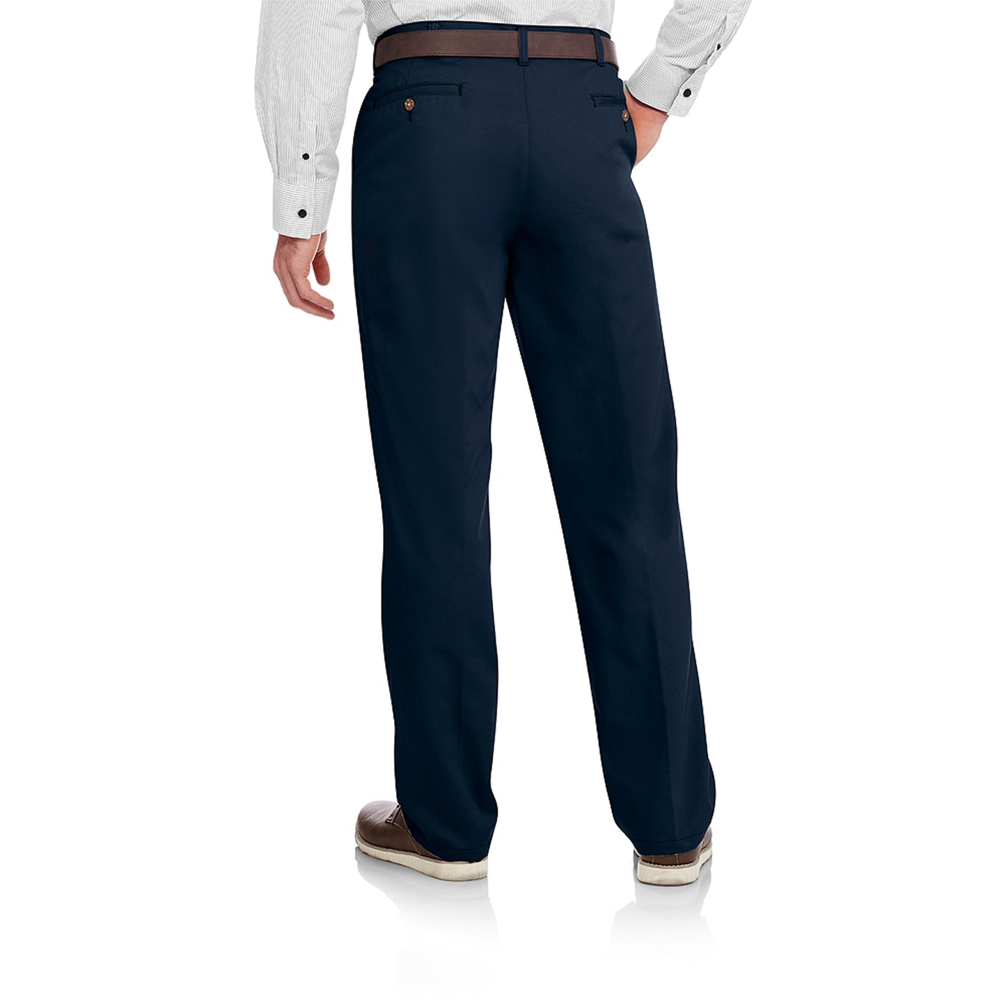 George Mens and Big Mens Wrinkle Resistant Flat Front 100% Cotton Twill Pant with Soil Release