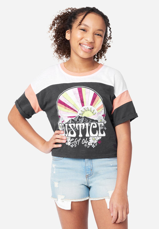 Justice Girl Fashion Block Boxy Tee