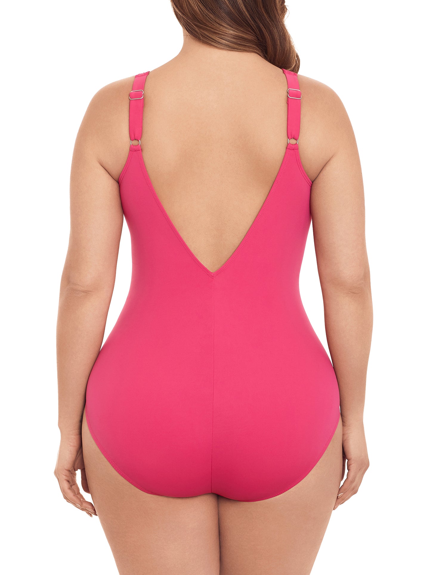 Time and Tru Womens Fuschia Burst With Cut Out One Piece Swimsuit