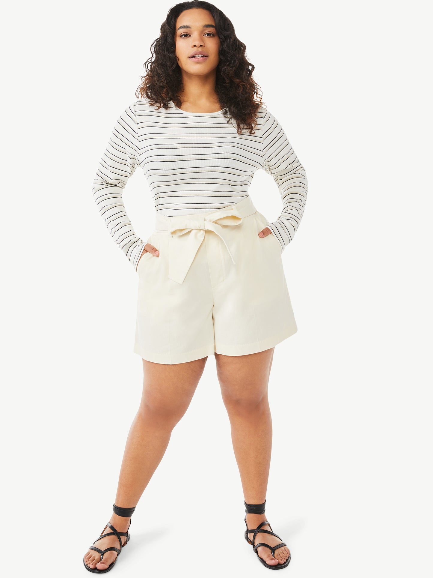 Free Assembly Womens Belted Pull-On Bermuda Shorts
