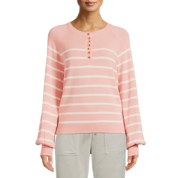 Time and Tru Womens Long Sleeve Henley Sweater
