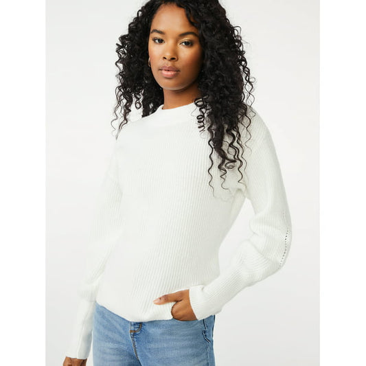 Scoop Womens Puff Sleeve Sweater