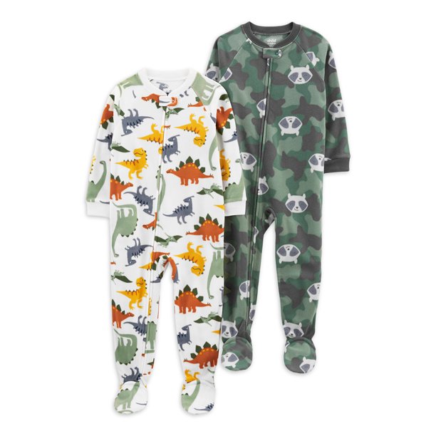 Child of Mine by Carters Baby & Toddler Boys 1-Piece Microfleece Footed Pajamas, 2-Pack