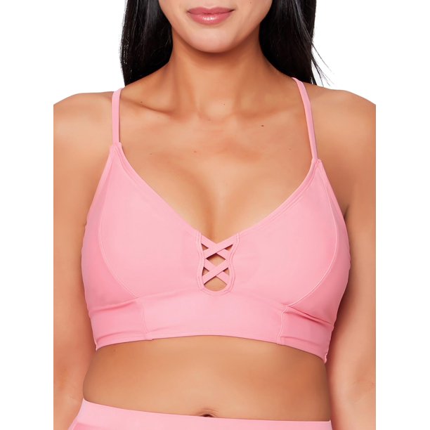 JS Jessica Simpson Womens Cropped Cami Swimsuit Top with Center Front Lacing