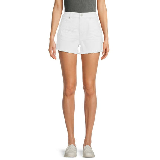 Time and Tru Womens High Rise Frayed Hem Denim Short
