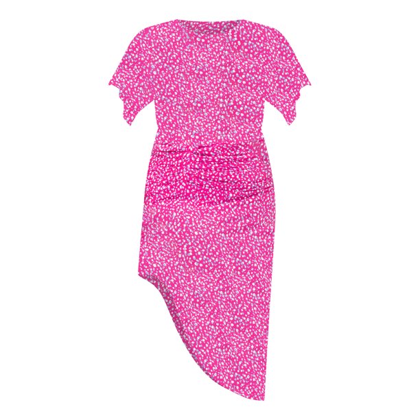 ELOQUII Elements Womens Plus Size Dolman Sleeve Ruched Dot Print Dress