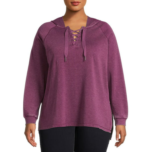 Terra & Sky Womens Plus Size Washed Fleece Hoodie Tunic