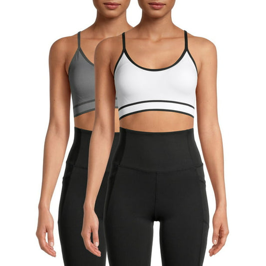 Avia Womens Low Support Seamless Pullover Cami Sports Bra, 2-Pack