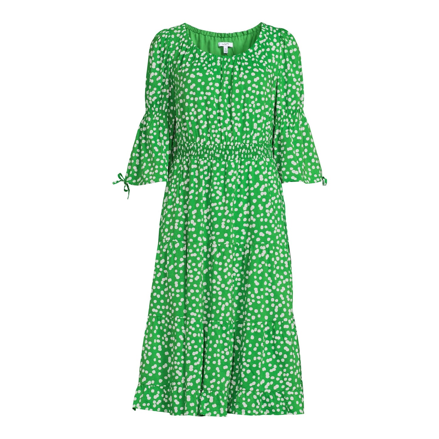 The Get Womens Tiered Midi Dress with Smocked Waist
