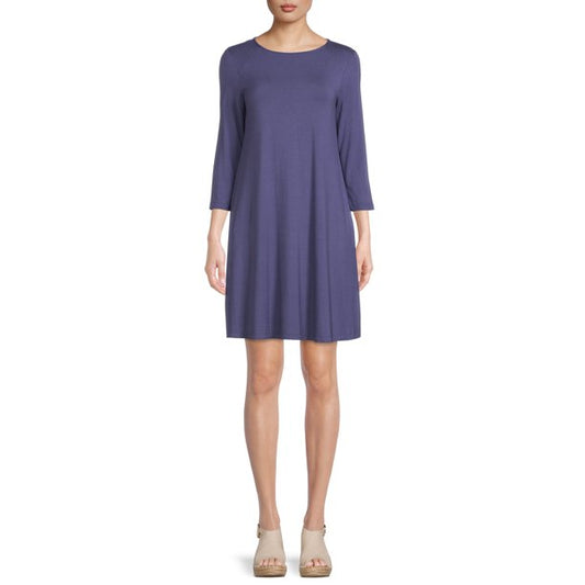 Time and Tru Womens Crew Neck 3/4 Sleeves Dress