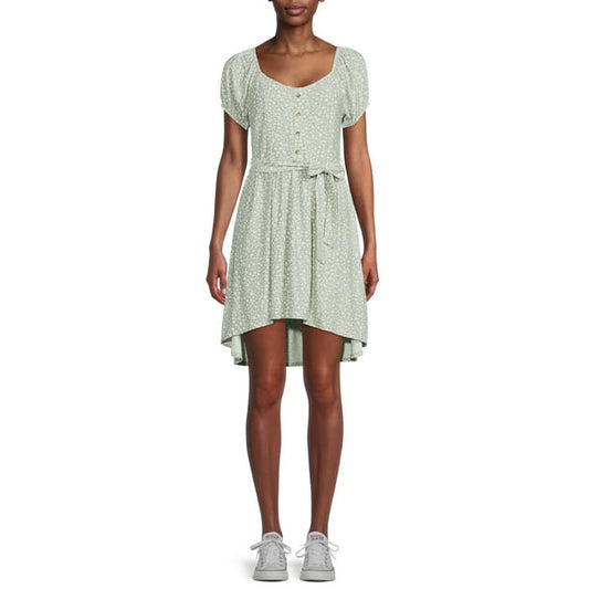 No Boundaries Juniors Peasant Dress with Belt