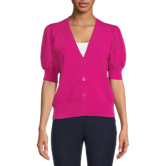 Time and Tru Womens Puff Sleeve Cardigan