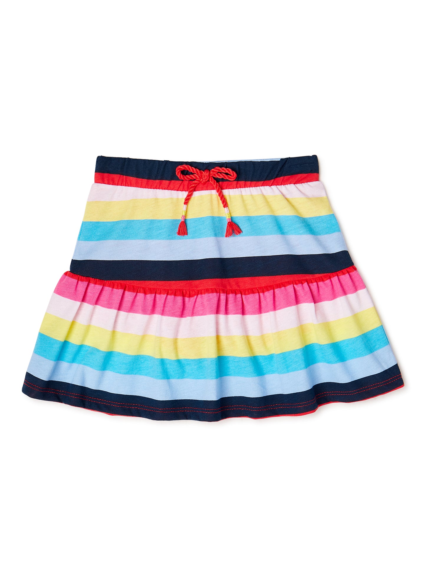 365 Kids from Garanimals Girls Multi Color Striped 2-Tier Scooter Skirt,