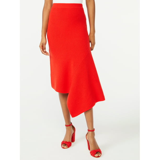 Scoop Womens Asymmetrical Midi Skirt