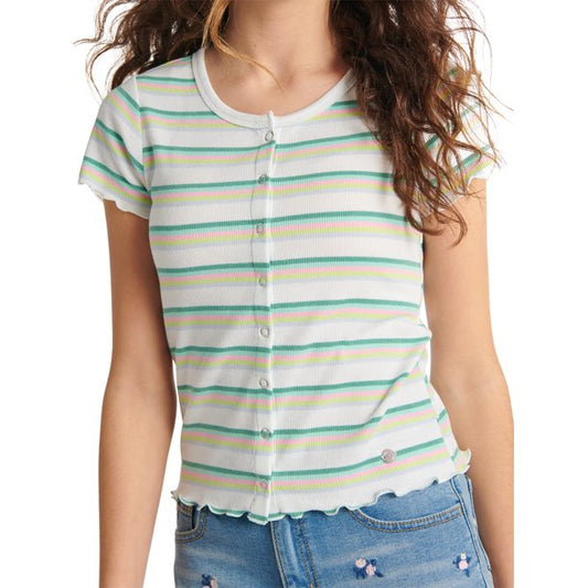 Justice Girls Short Sleeve Button Rib Top, XL(16-18)