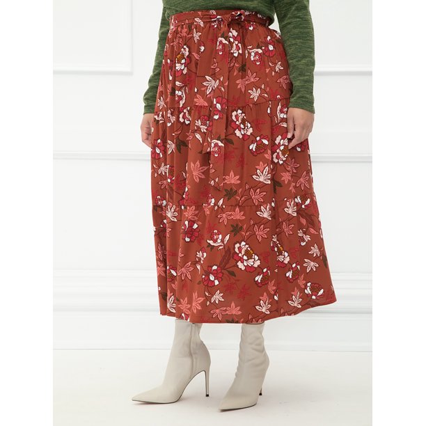 Eloquii Elements Women's Tie Waiste Midi Skirt