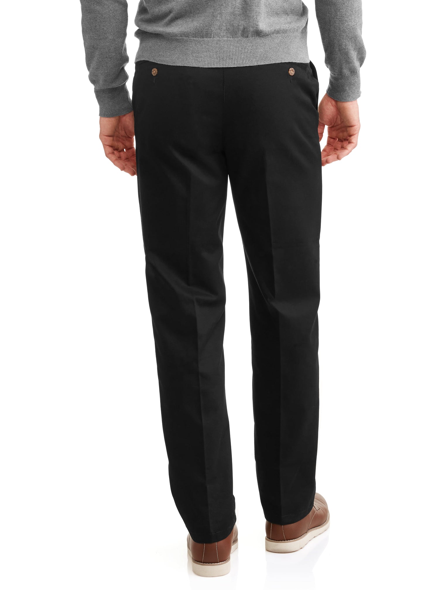 George Mens and Big Mens Wrinkle Resistant Flat Front 100% Cotton Twill Pant with Soil Release
